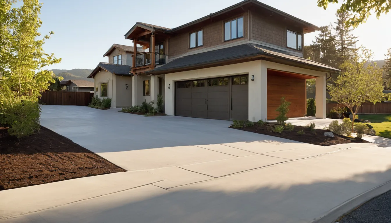 A freshly poured concrete driveway in front of a West Jordan home